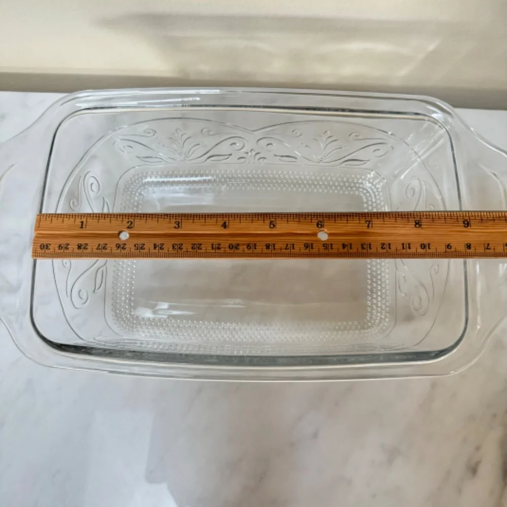 Anchor Hocking Clear Laurel Embossed Glass Loaf Pan 5.5" X 9" Inch 1.5 Qt USA - Picture 8 of 9